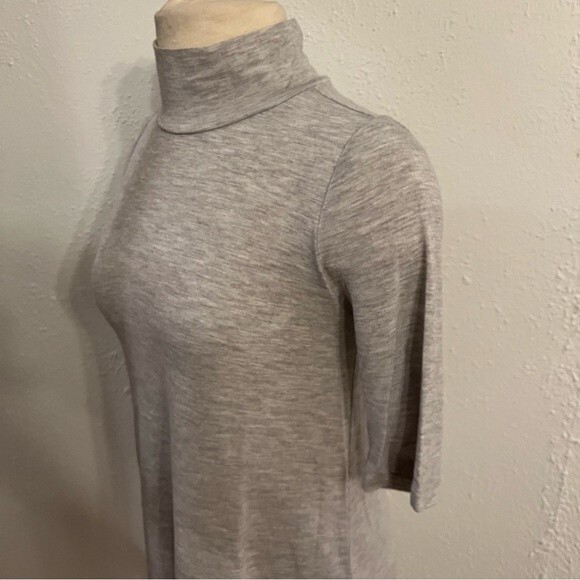 NEW Loft Medium Heather Grey Melange Turtleneck Swing Tee Size XS - Picture 3 of 8